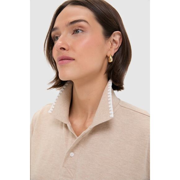 TUCKERNUCK Sandstone Pique Holmes Boyfriend Polo Size L NWT - Picture 5 of 7